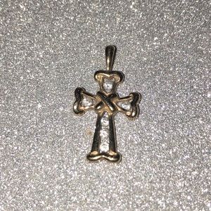 Vintage Preloved Solid 10K CZ Accented Cross